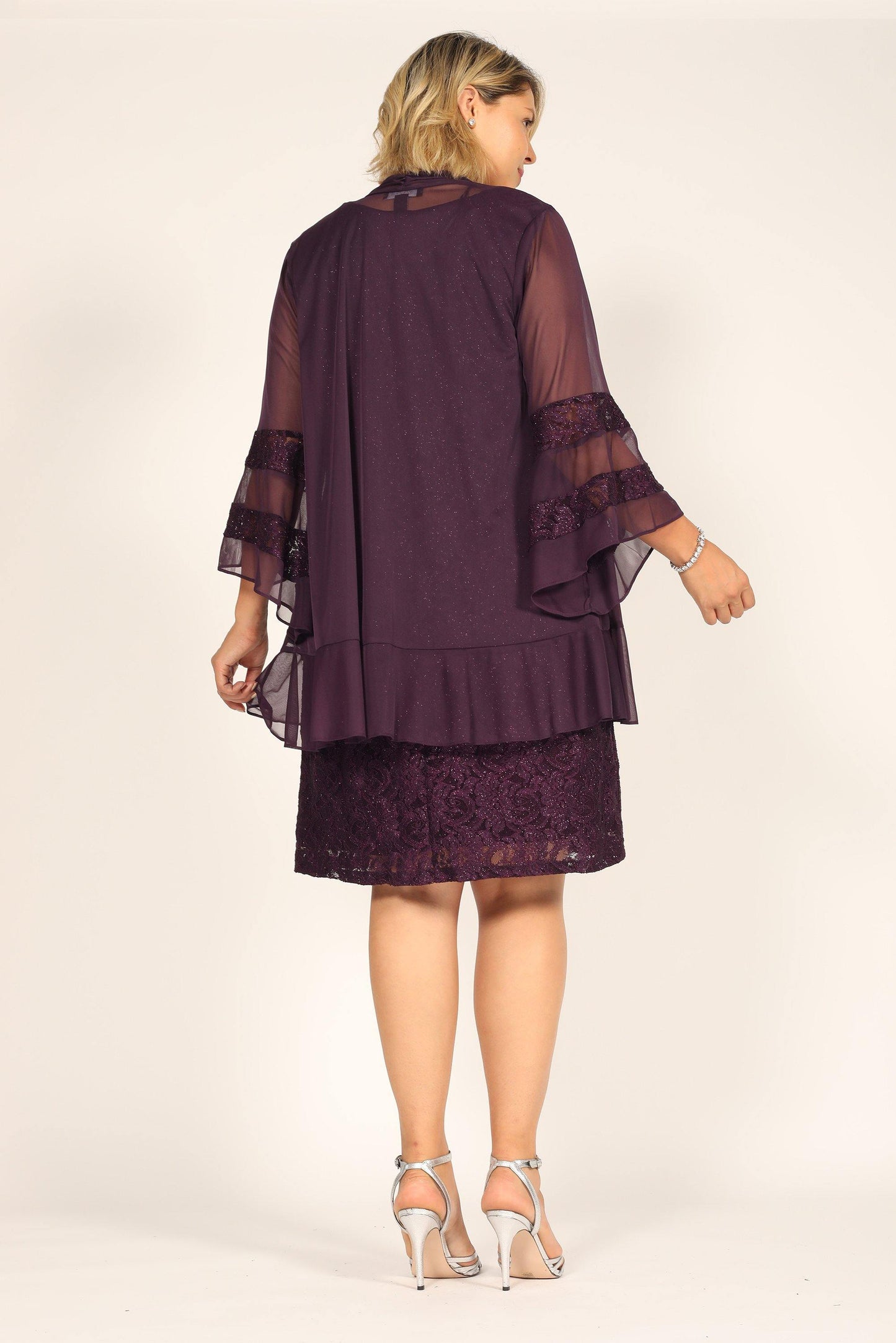 R&M Richards Short Plus Size Mother of the Bride Dress 2421W - The Dress Outlet