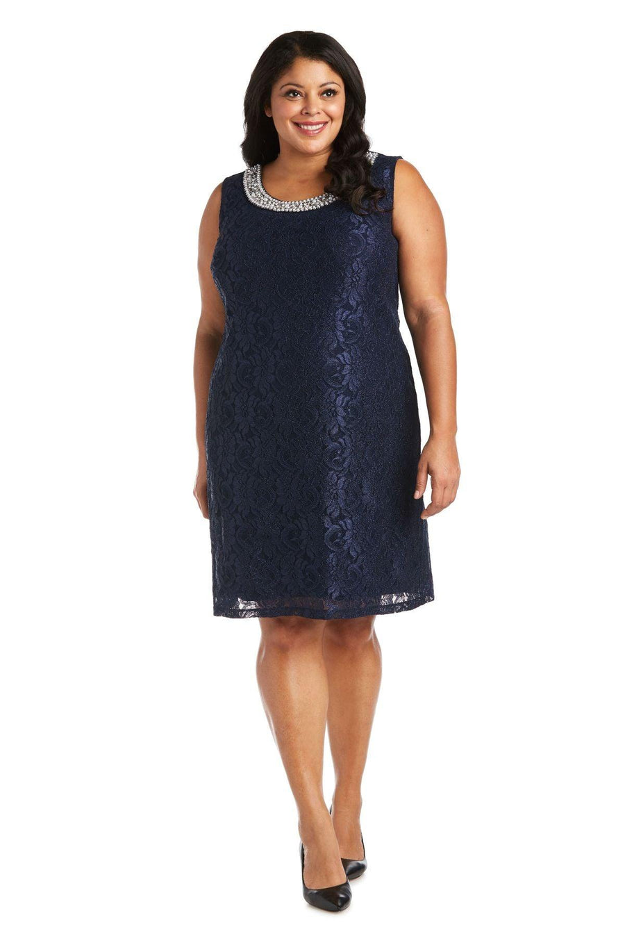 R&M Richards Short Plus Size Mother of the Bride Dress 2421W - The Dress Outlet