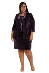 R&M Richards Short Plus Size Velvet Dress 9027W - The Dress Outlet