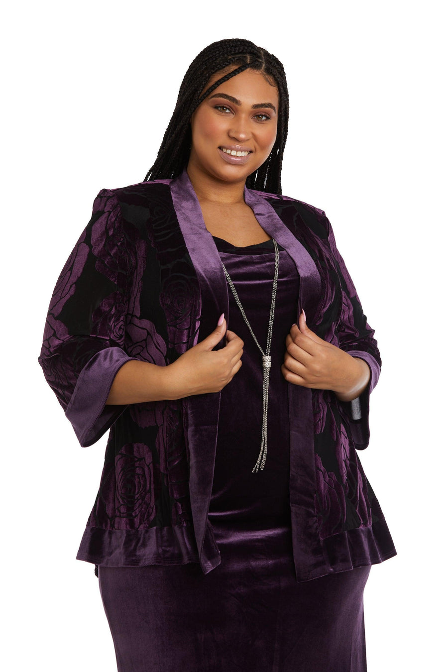 R&M Richards Short Plus Size Velvet Dress 9027W - The Dress Outlet
