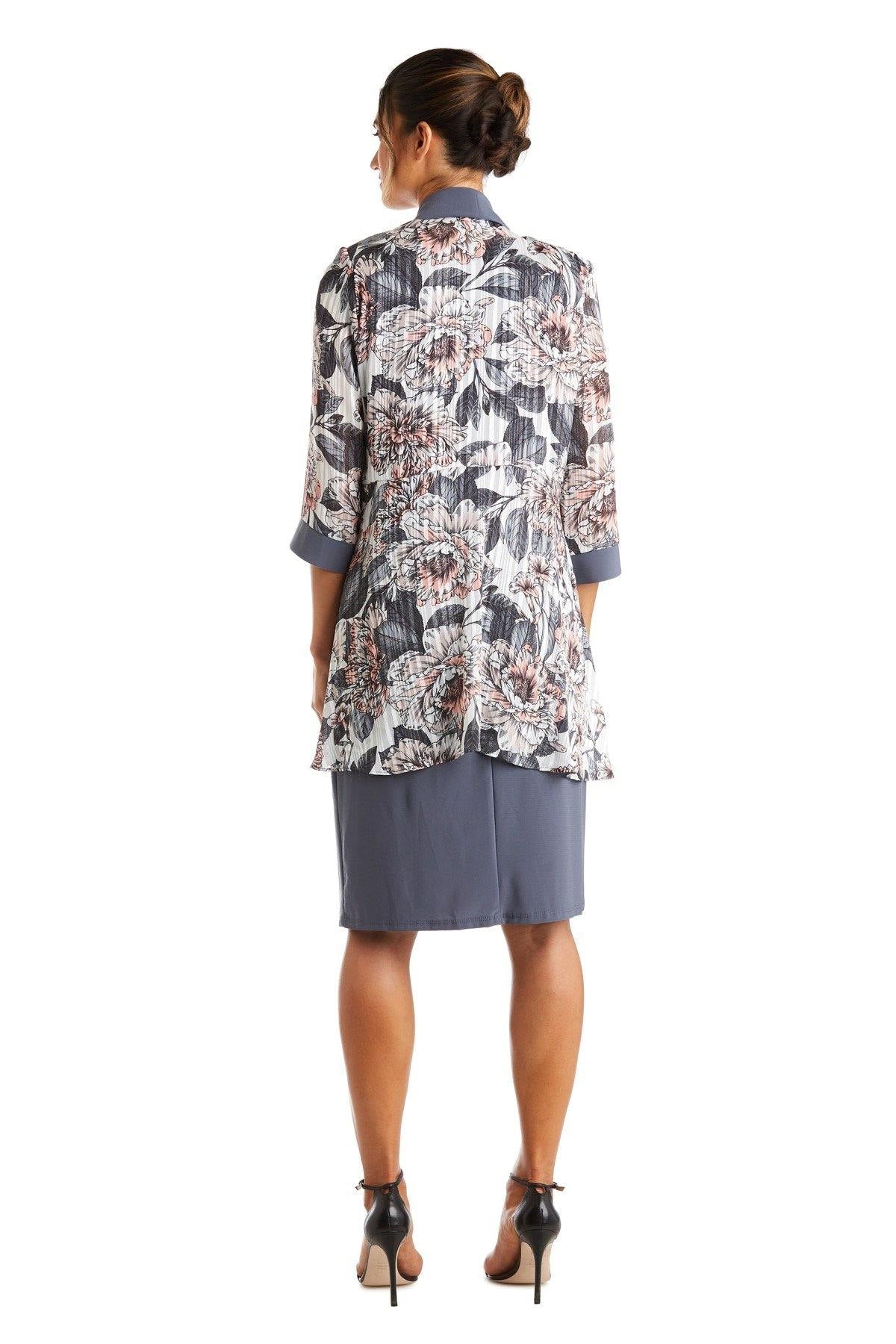 R&M Richards Short Print Satin Jacket Dress 7119 - The Dress Outlet