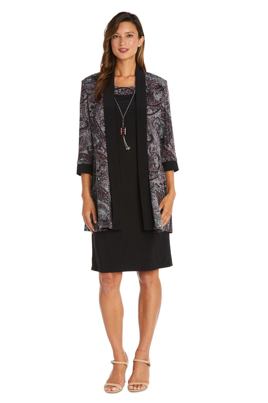 R&M Richards Short Two Piece Jacket Print Dress 9213 - The Dress Outlet