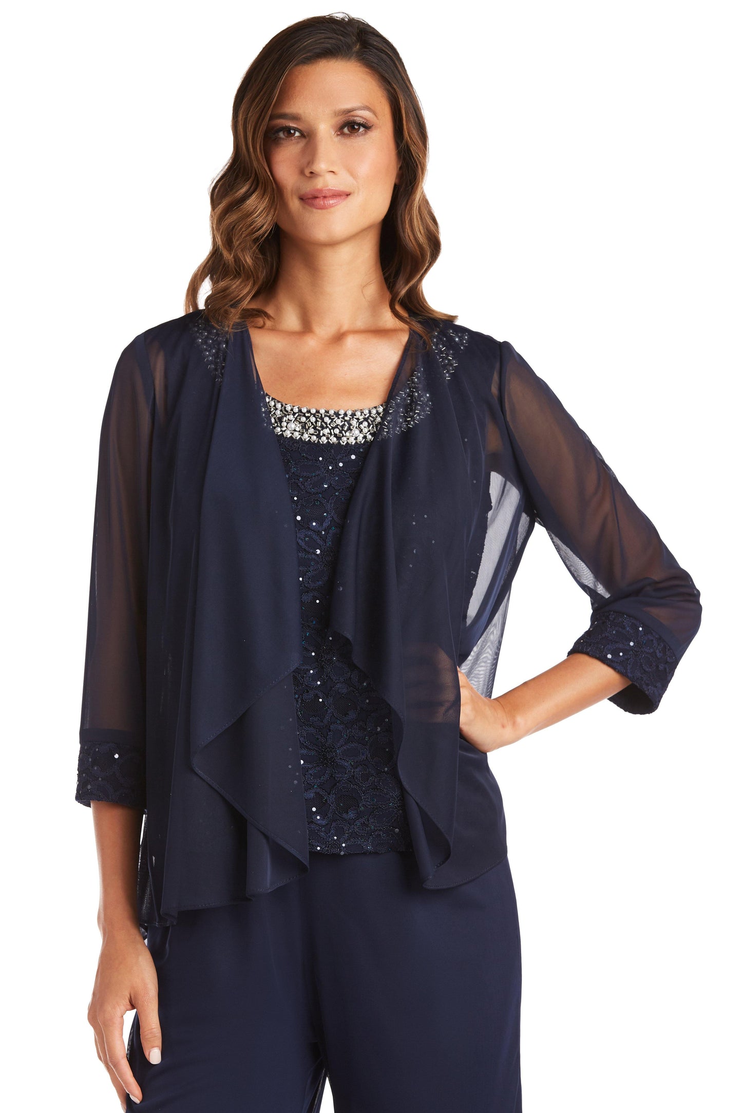 R&M Richards Two Piece Set Beaded Top 5988 - The Dress Outlet