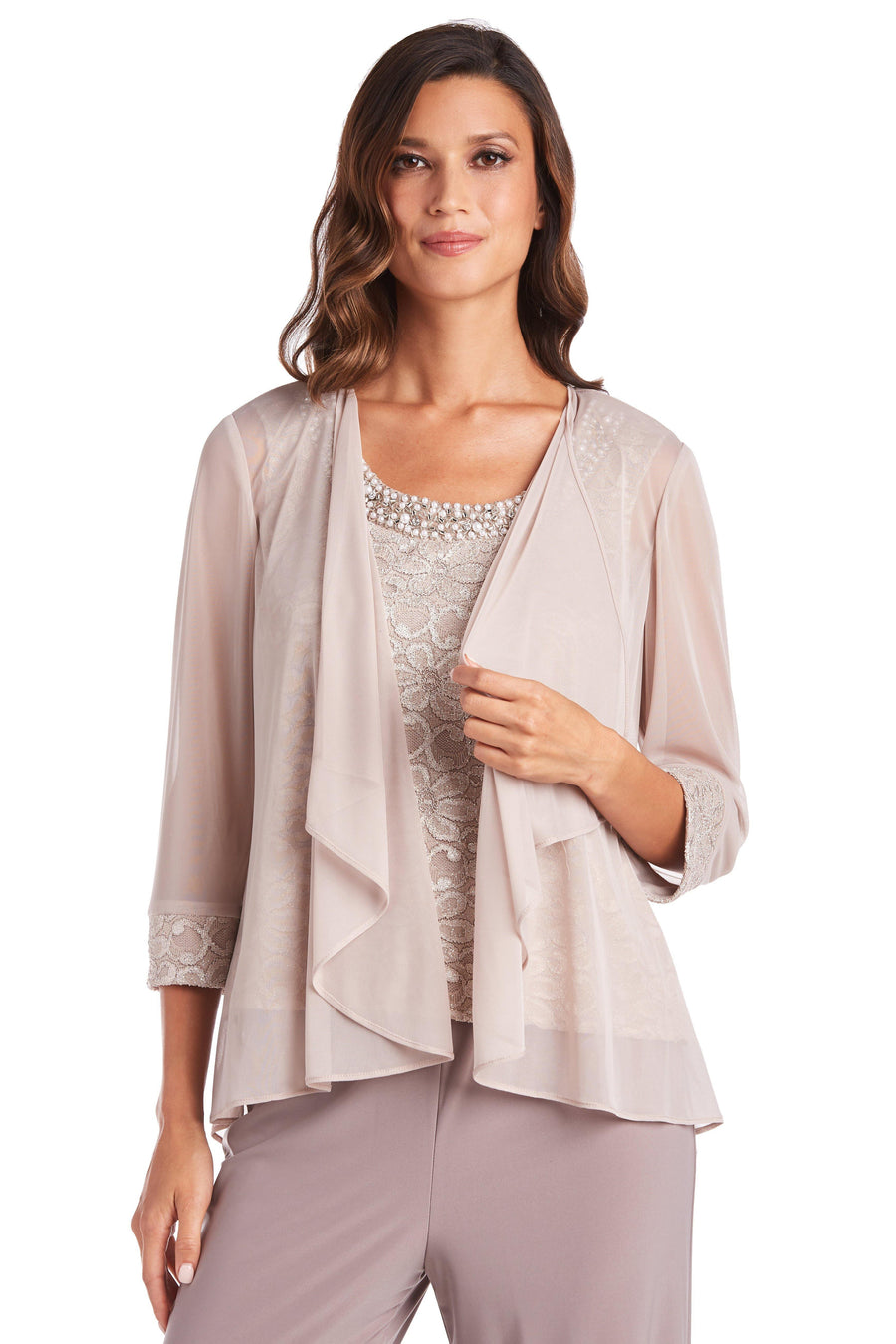 R&M Richards Two Piece Set Beaded Top 5988 - The Dress Outlet