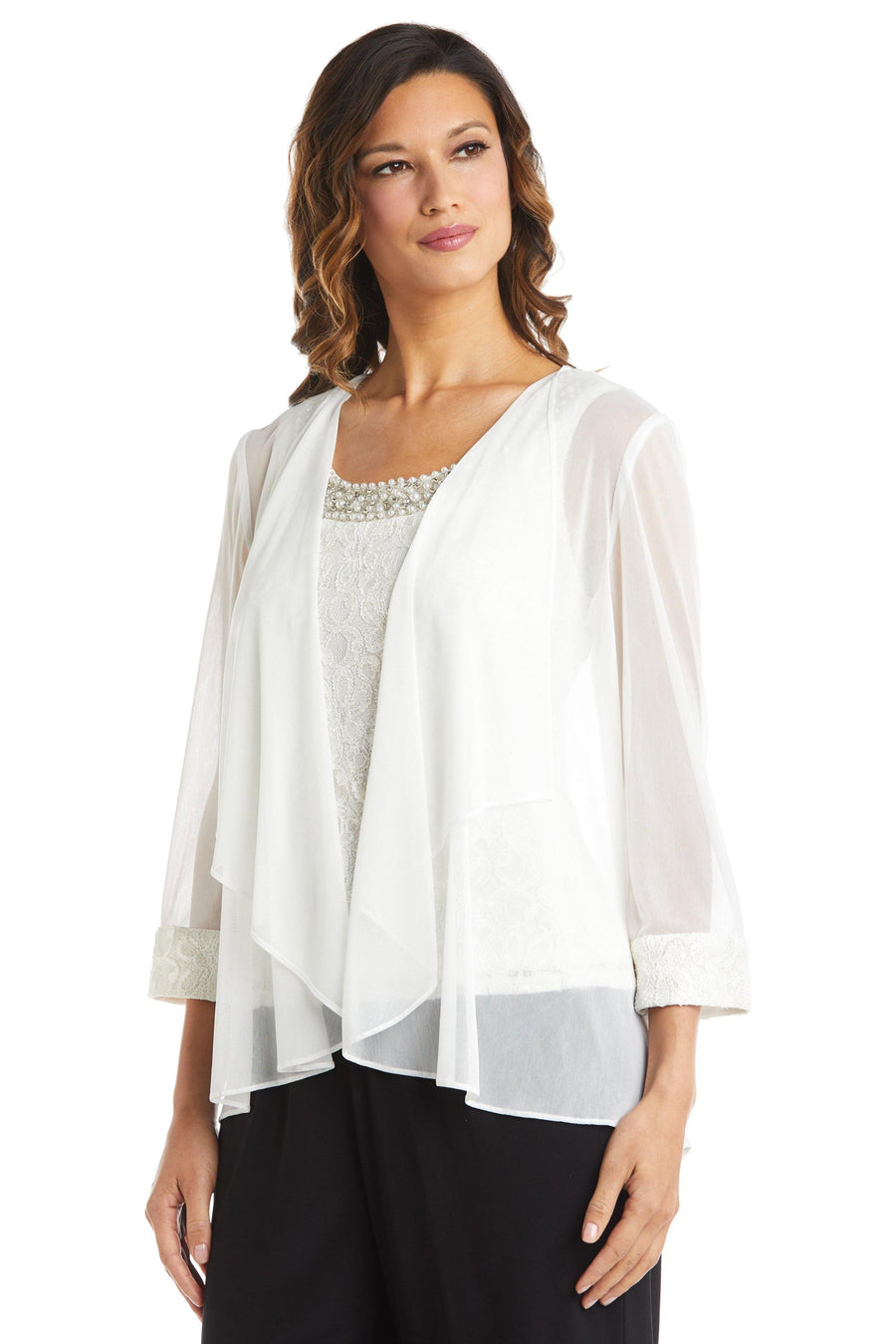 R&M Richards Two Piece Set Beaded Top 5988 - The Dress Outlet