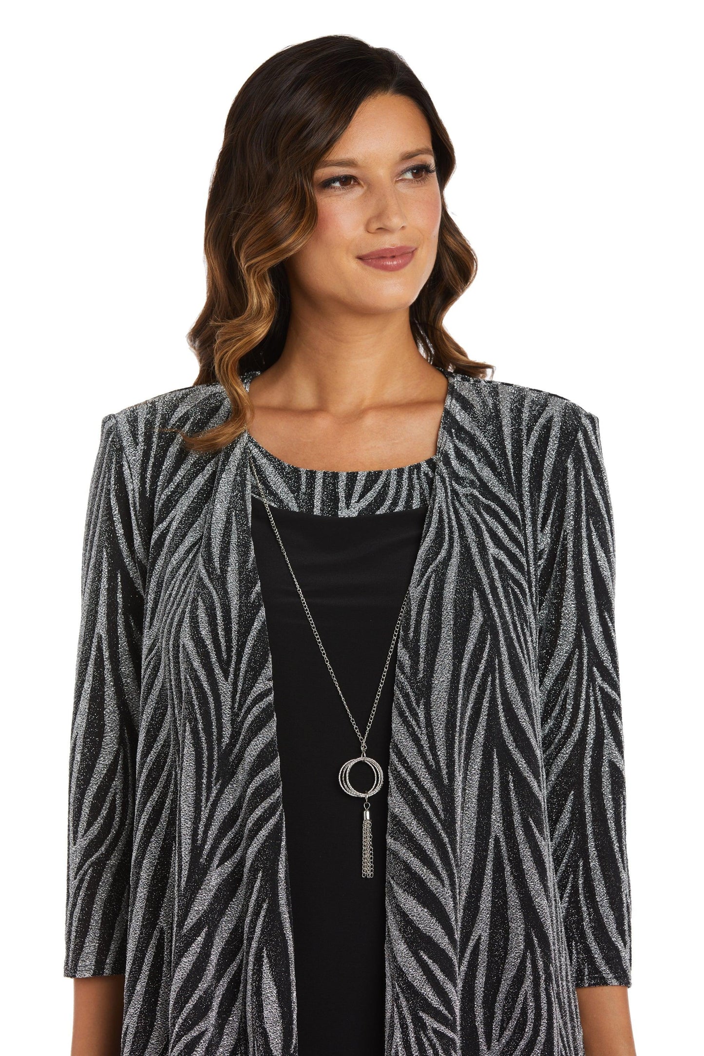 Mother of the Bride Dresses Two Piece Short Jacket Dress Black/Silver