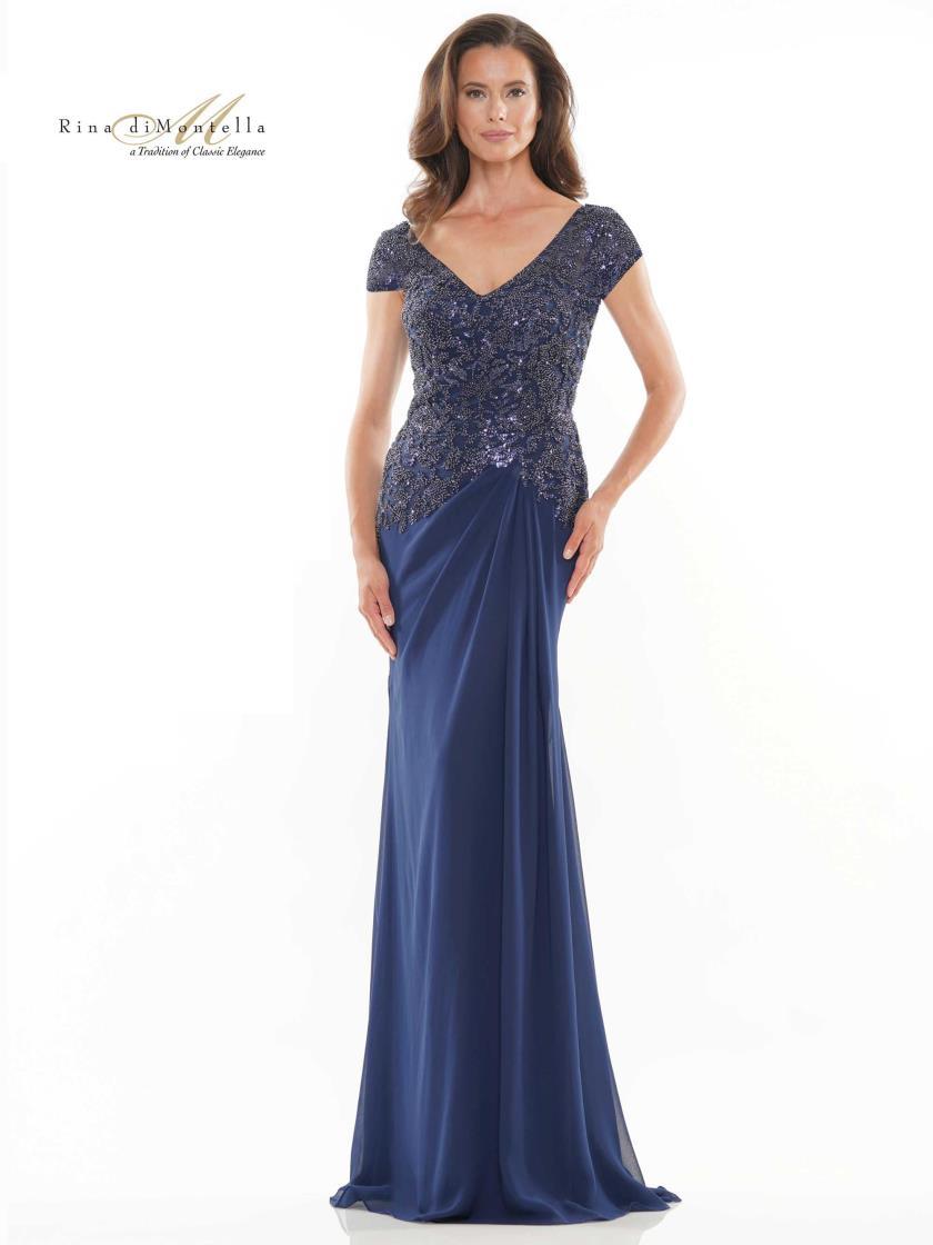 Rina di Montella Beaded Long Formal Dress 2743 - The Dress Outlet