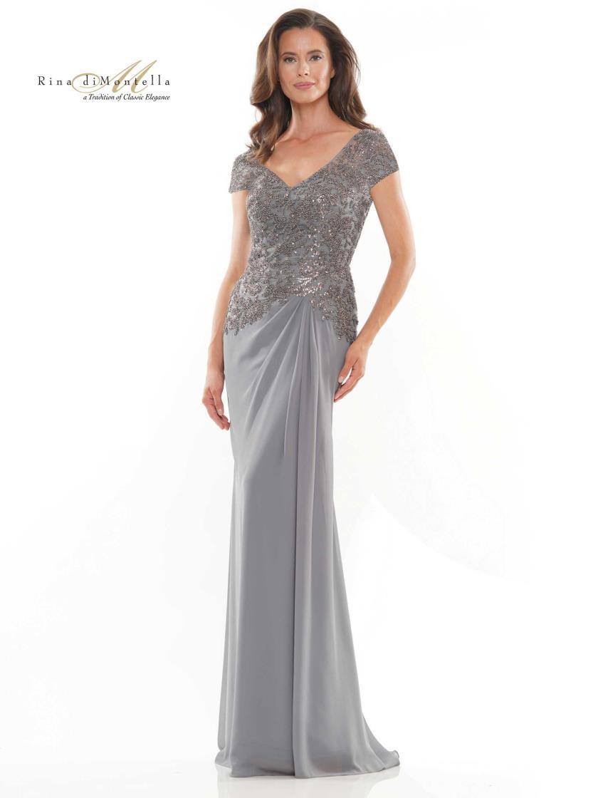 Rina di Montella Beaded Long Formal Dress 2743 - The Dress Outlet