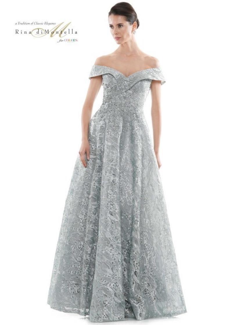 Rina di Montella Formal Off Shoulder Long Gown 2715 - The Dress Outlet
