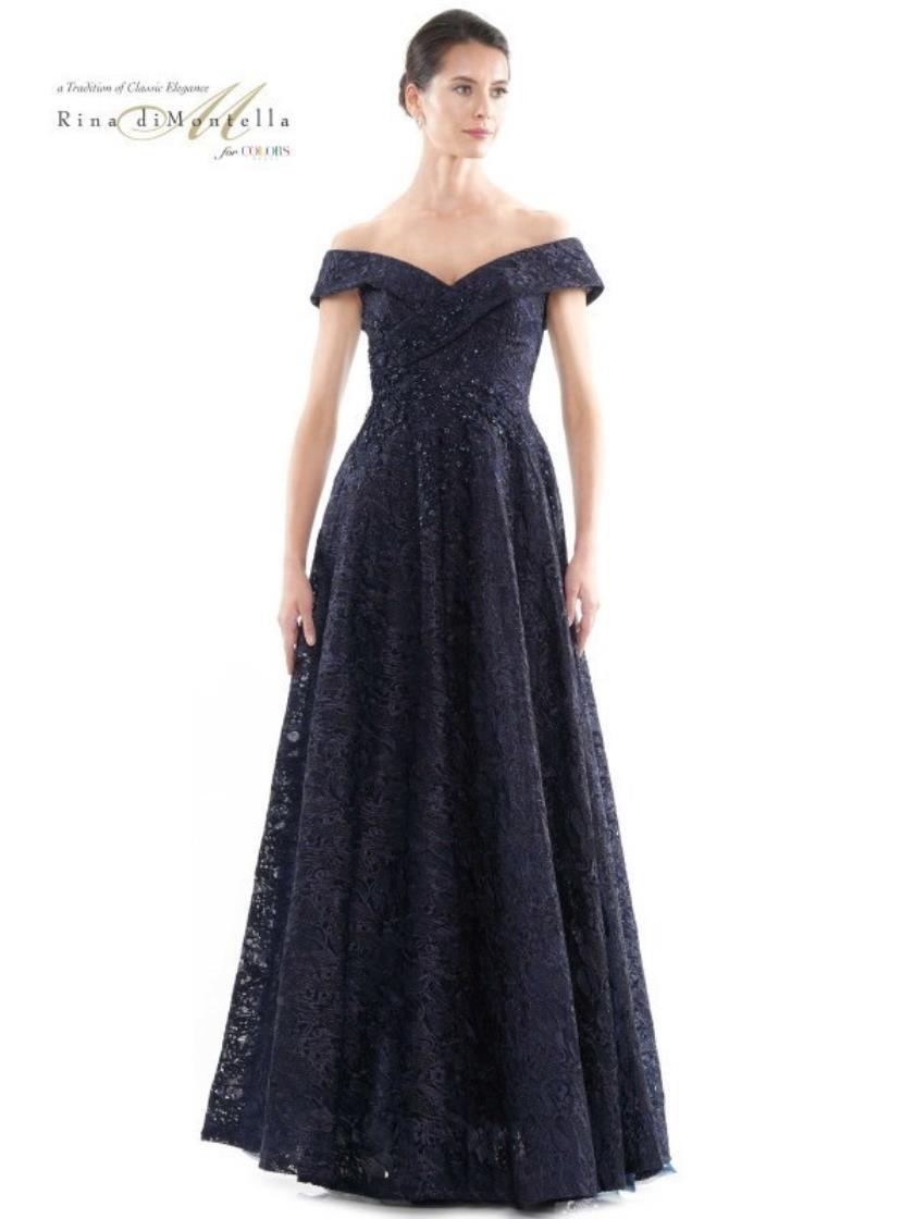 Rina di Montella Formal Off Shoulder Long Gown 2715 - The Dress Outlet