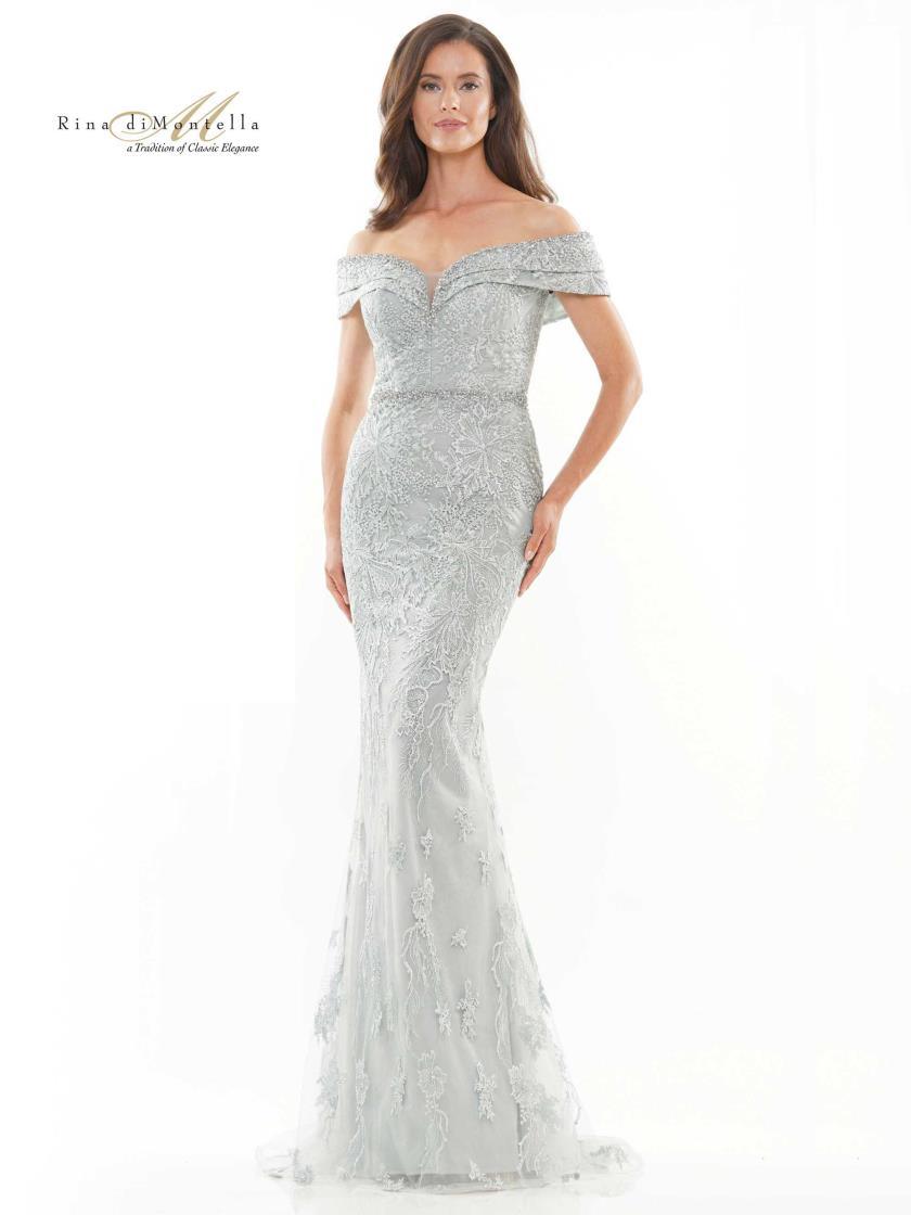 Rina di Montella Lace Formal Long ormal Dress 2737 - The Dress Outlet