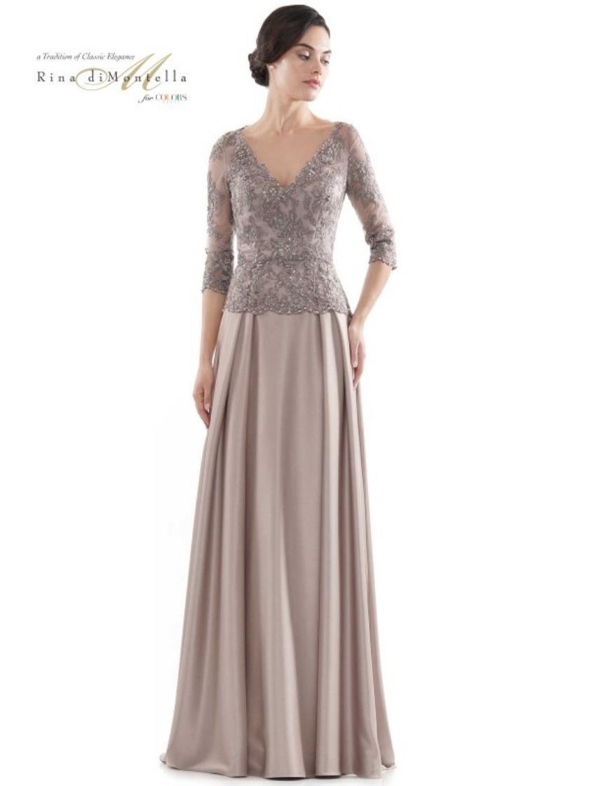 Rina di Montella Long Formal Long Sleeve Dress 2720 - The Dress Outlet