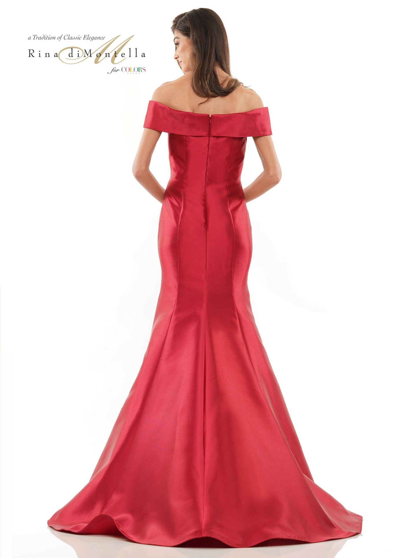 Rina di Montella Long Formal Off Shoulder Gown 2602 - The Dress Outlet