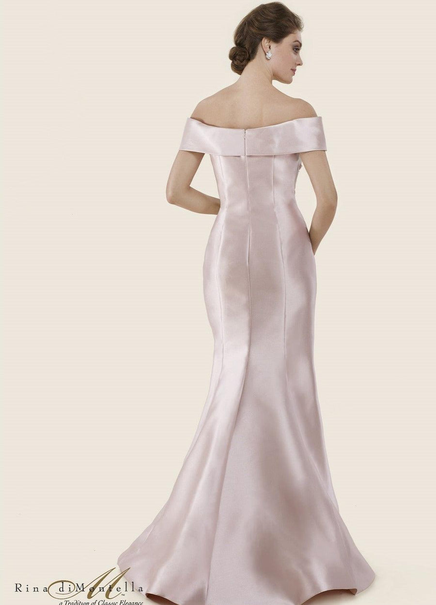 Rina di Montella Long Formal Off Shoulder Gown 2602 - The Dress Outlet