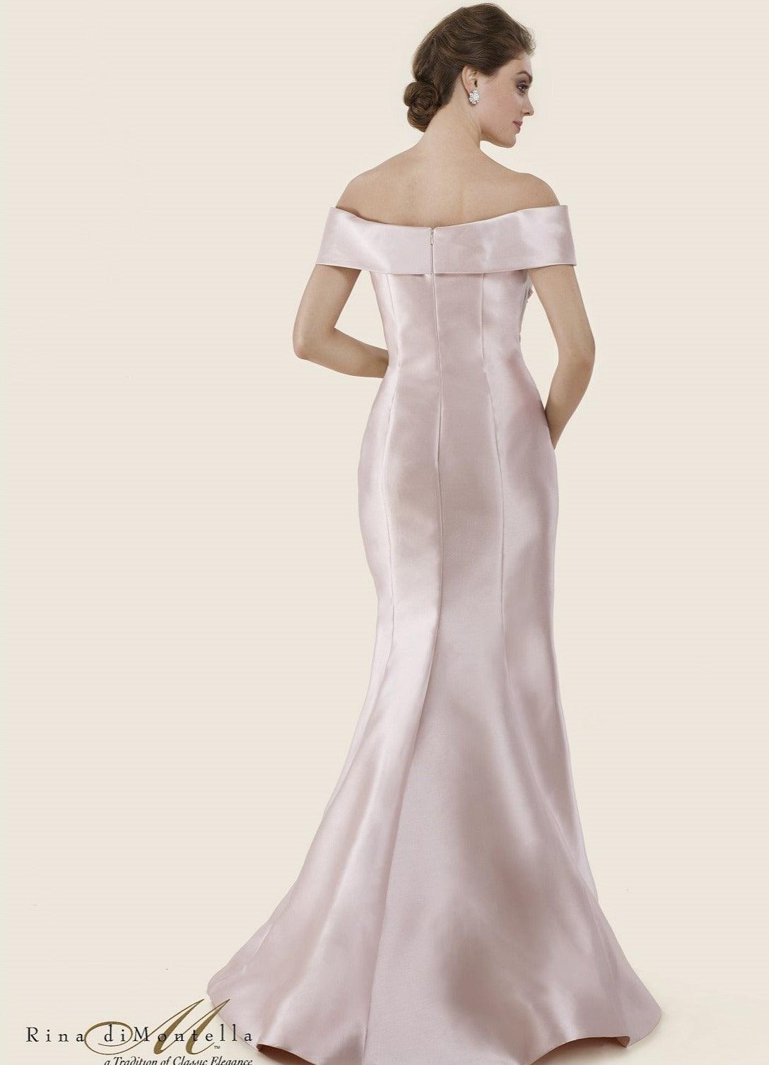 Rina di Montella Long Formal Off Shoulder Gown 2602 - The Dress Outlet