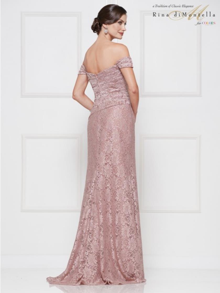 Rina di Montella Long Formal Off Shoulder Gown 2650 - The Dress Outlet