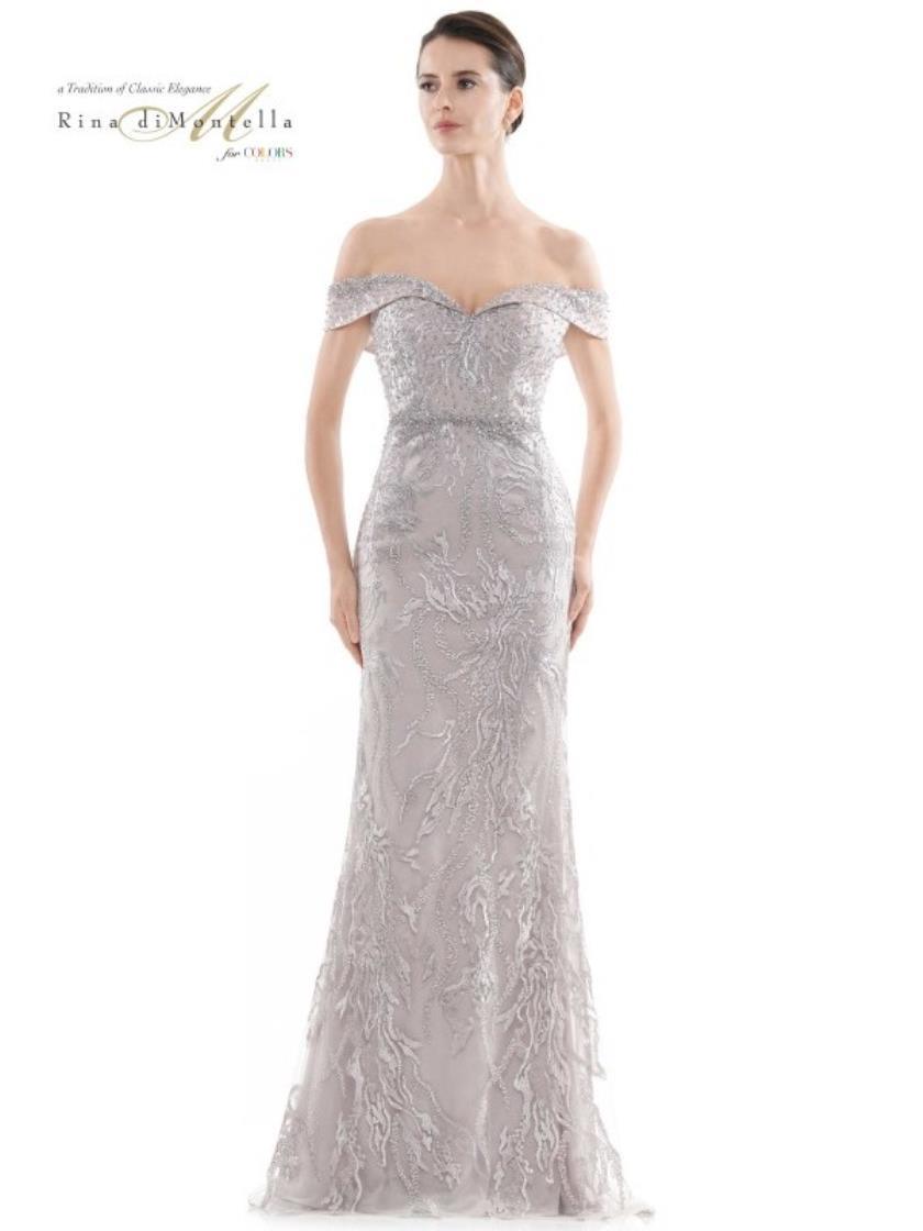 Rina di Montella Long Formal Off Shoulder Gown 2713 - The Dress Outlet