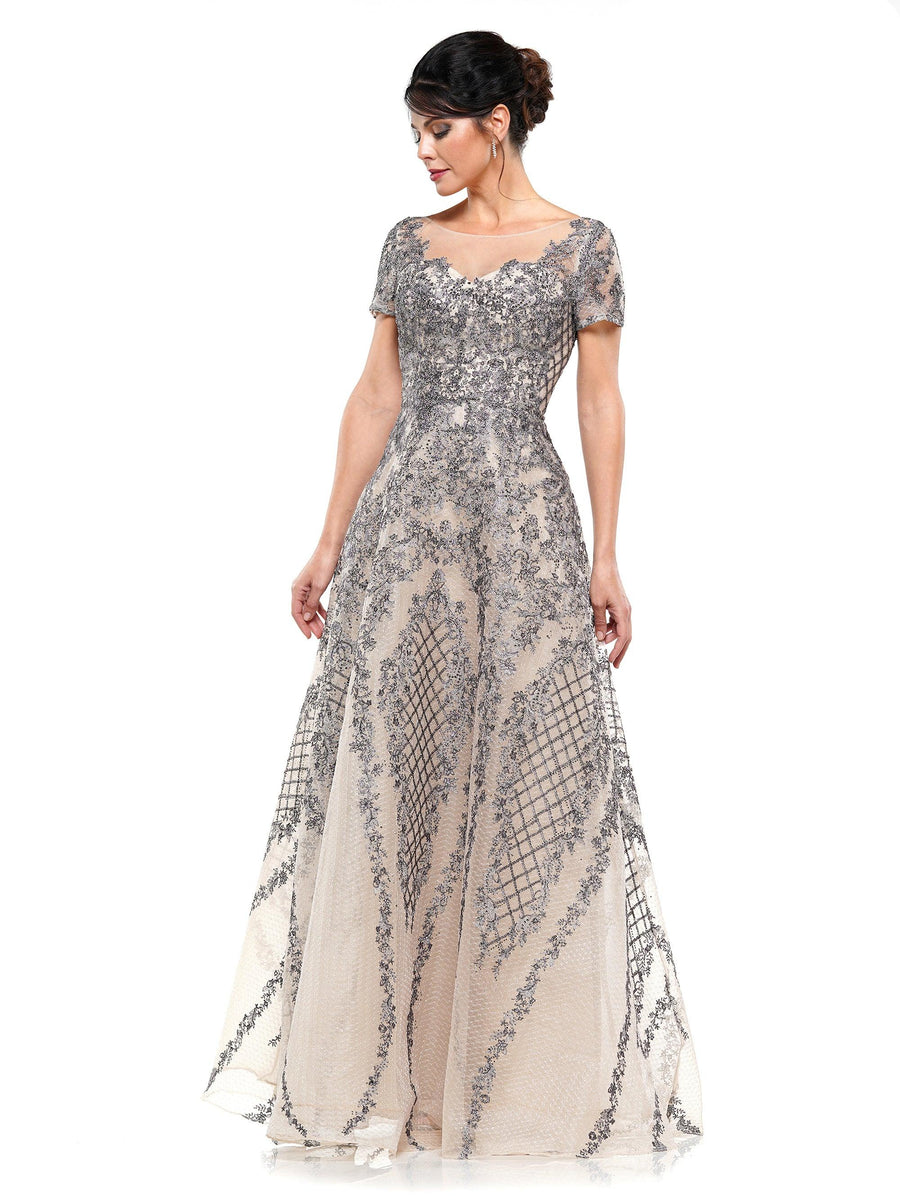 Rina di Montella Long Short Sleeve Dress 2669 - The Dress Outlet