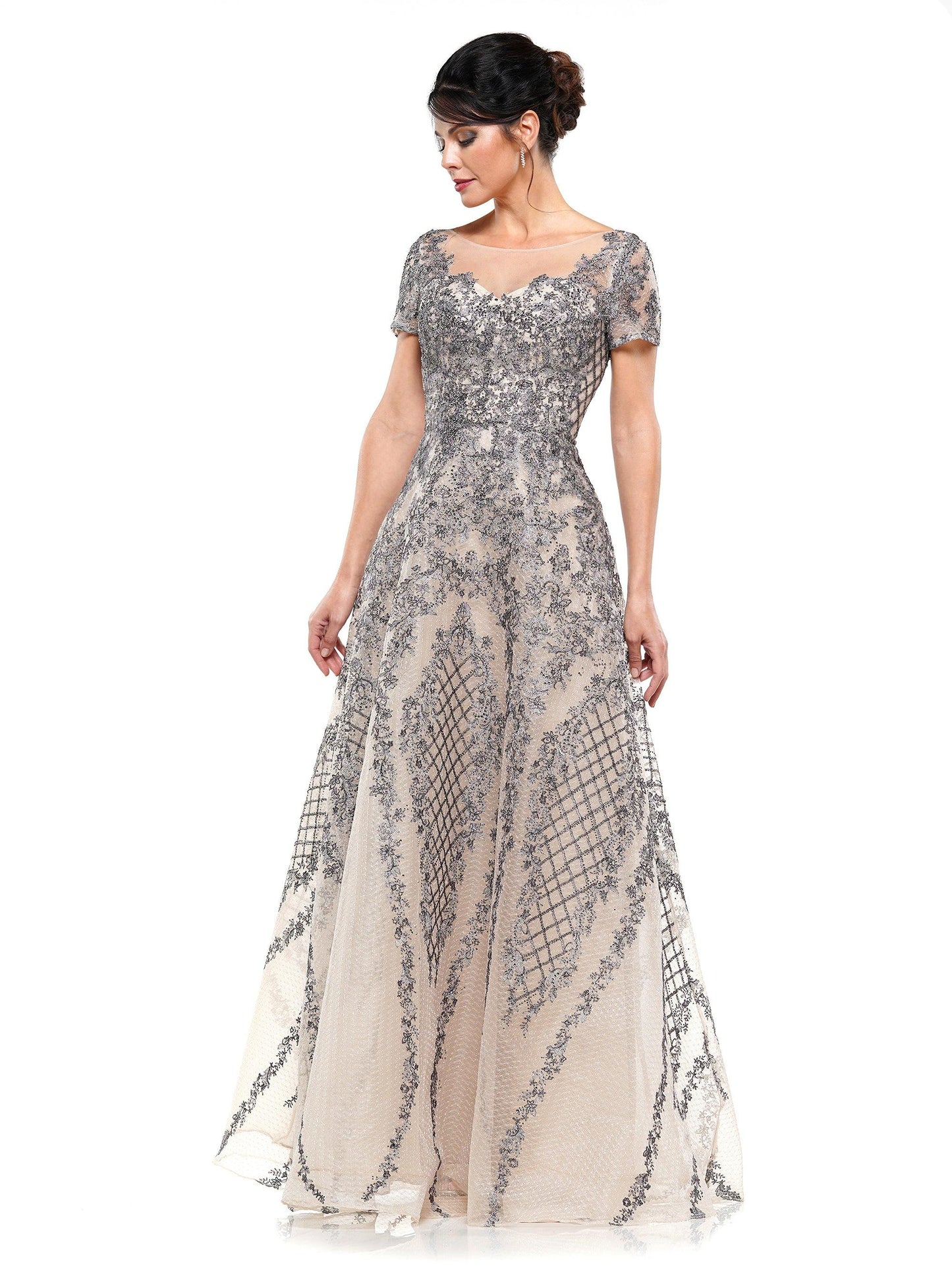 Rina di Montella Long Short Sleeve Dress 2669 - The Dress Outlet