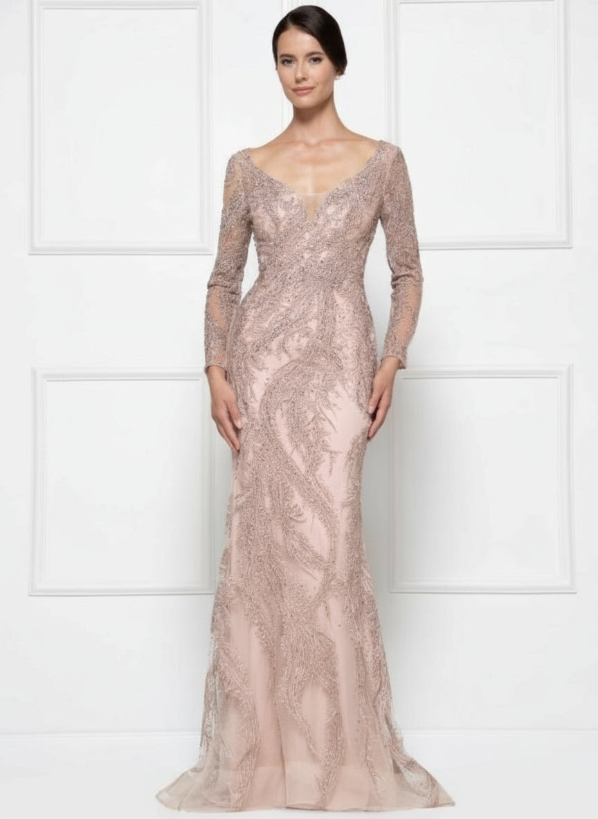 Rina di Montella Long Sleeve Formal Dress 2668 - The Dress Outlet
