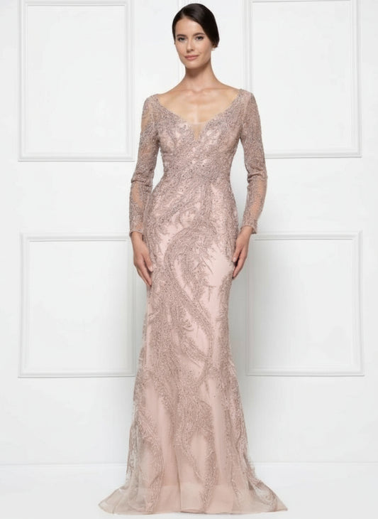 Rina di Montella Long Sleeve Formal Dress 2668 - The Dress Outlet