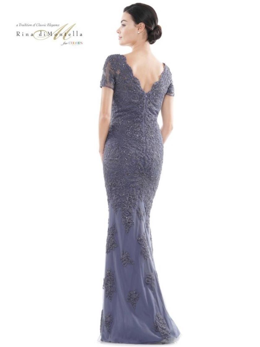 Rina di Montella Short Sleeve Long Formal Gown 2710 - The Dress Outlet