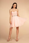 Ruched Strapless Sweetheart Chiffon Short Dress - The Dress Outlet Elizabeth K