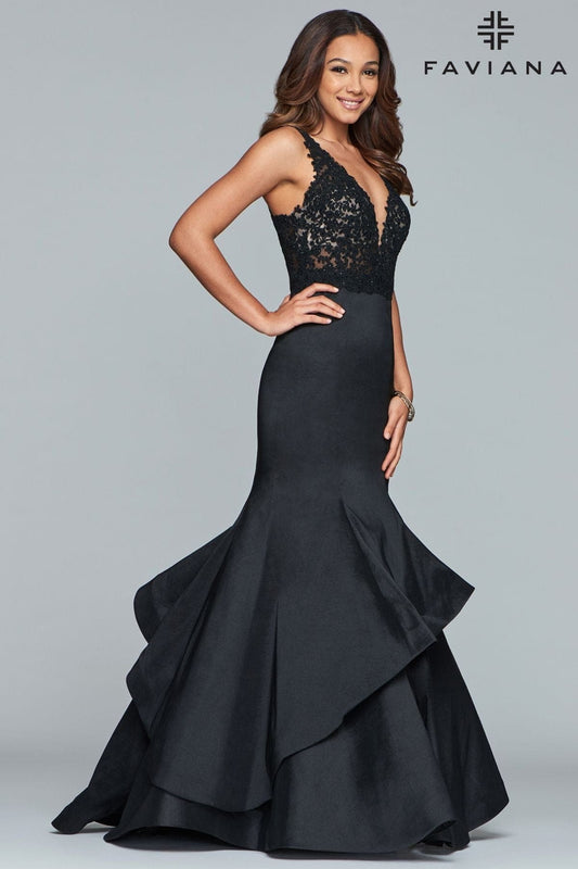 Prom Dresses Fitted Long Formal Beaded Layered Prom Mermaid Dress Black