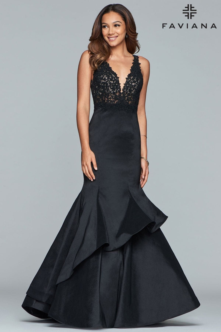 Prom Dresses Fitted Long Formal Beaded Layered Prom Mermaid Dress Black