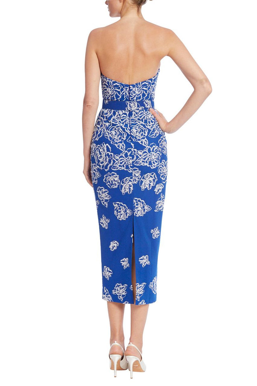 Cocktail Dresses Short Fitted Beaded Cocktail Midi Dress Blueberry