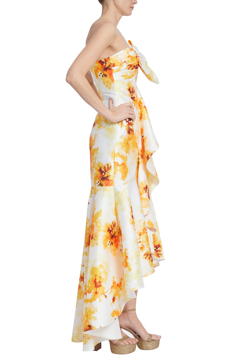 Formal Dresses High-Low Floral Mermaid Formal Dress Yellow Multi