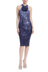 Cocktail Dresses Fitted Sequin Short Cocktail Dress Navy Multi