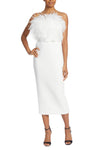 Cocktail Dresses Short Cocktail Feather Belted Midi Dress Ivory