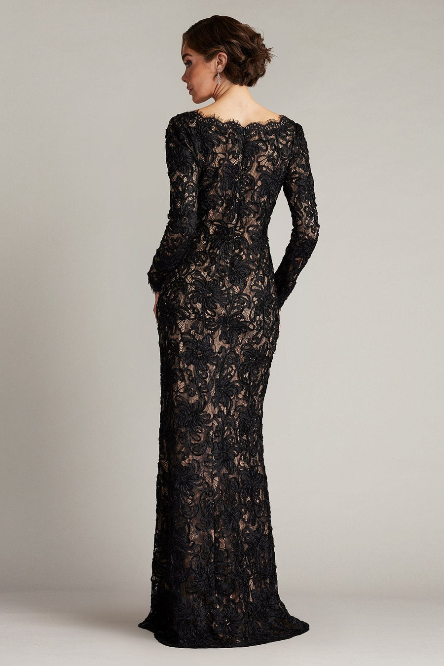 Formal Dresses Long Fitted Formal Lace Evening Dress Black Nude