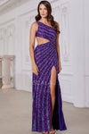 Prom Dresses Fitted Prom Long Formal Beaded Stripe Evening Dress Indigo