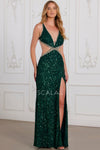 Prom Dresses Beaded Long Formal Fitted Sequined Prom Dress Hunter Green Silver