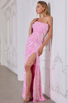 Prom Dresses Formal Sequin Long Beaded Evening Prom Dress Baby Pink