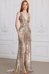 Prom Dresses Prom Fitted Long Formal Striped Sequin Evening Dress Champagne