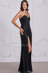 Prom Dresses Long Fitted Formal Beaded Prom Evening Dress Black