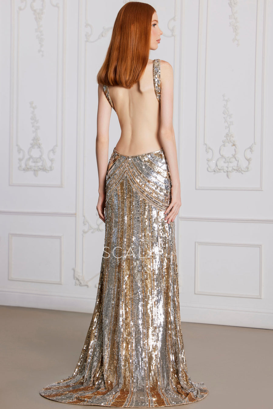 Prom Dresses Prom Fitted Long Formal Striped Sequin Evening Dress Champagne