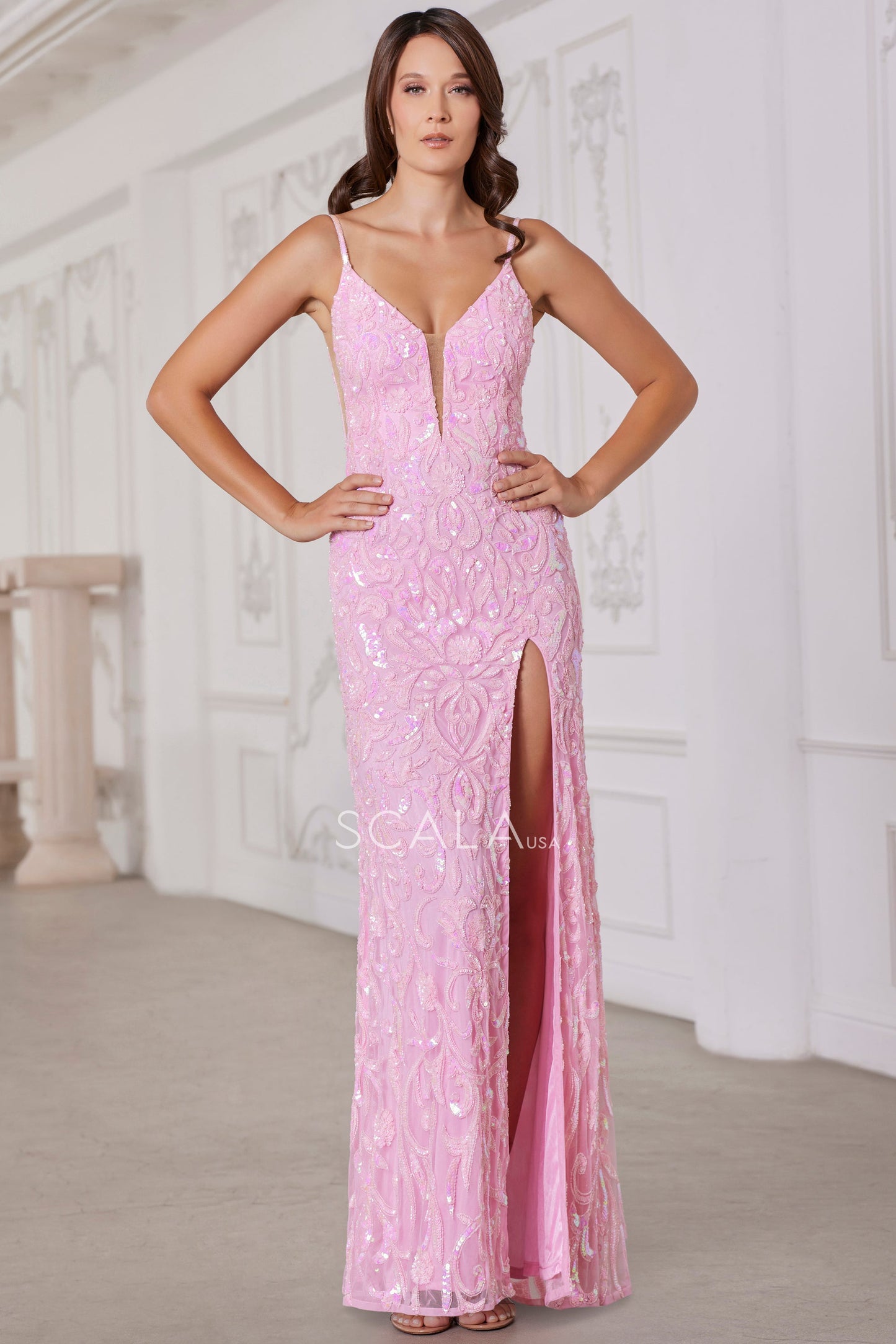 Prom Dresses Beaded Prom Long Formal Evening Dress Baby Pink