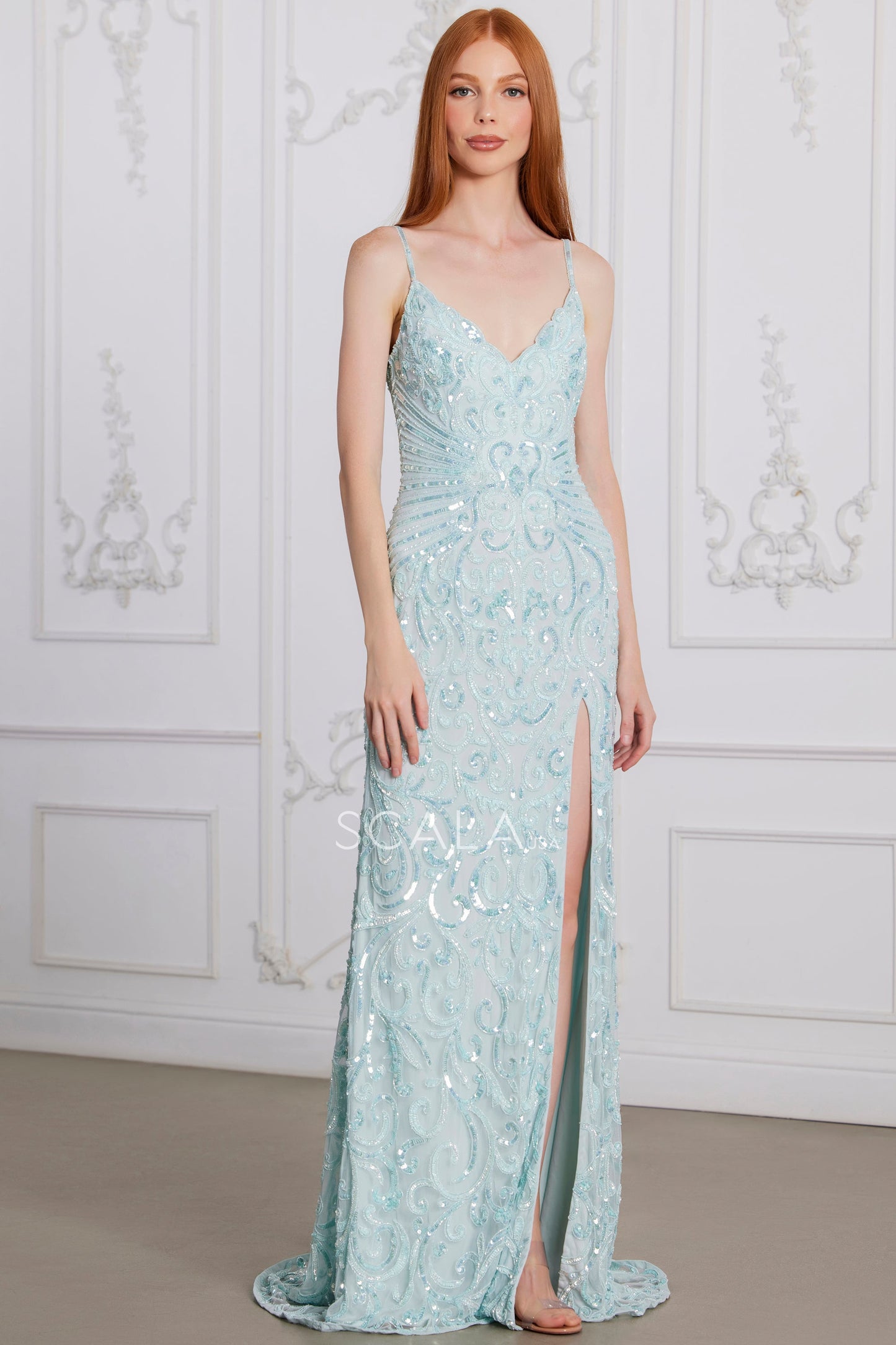Prom Dresses Prom Long Sequin Formal Beaded Evening Dress Mint Blue
