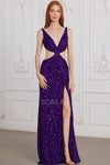 Prom Dresses Prom Long Slit Formal Sequin Evevening Dress Indigo