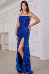 Prom Dresses Formal Sequin Long Beaded Evening Prom Dress Royal Iris