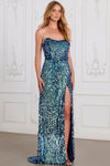 Prom Dresses Long Formal Beaded Slit Sequin Evening Prom Dress Sage Green
