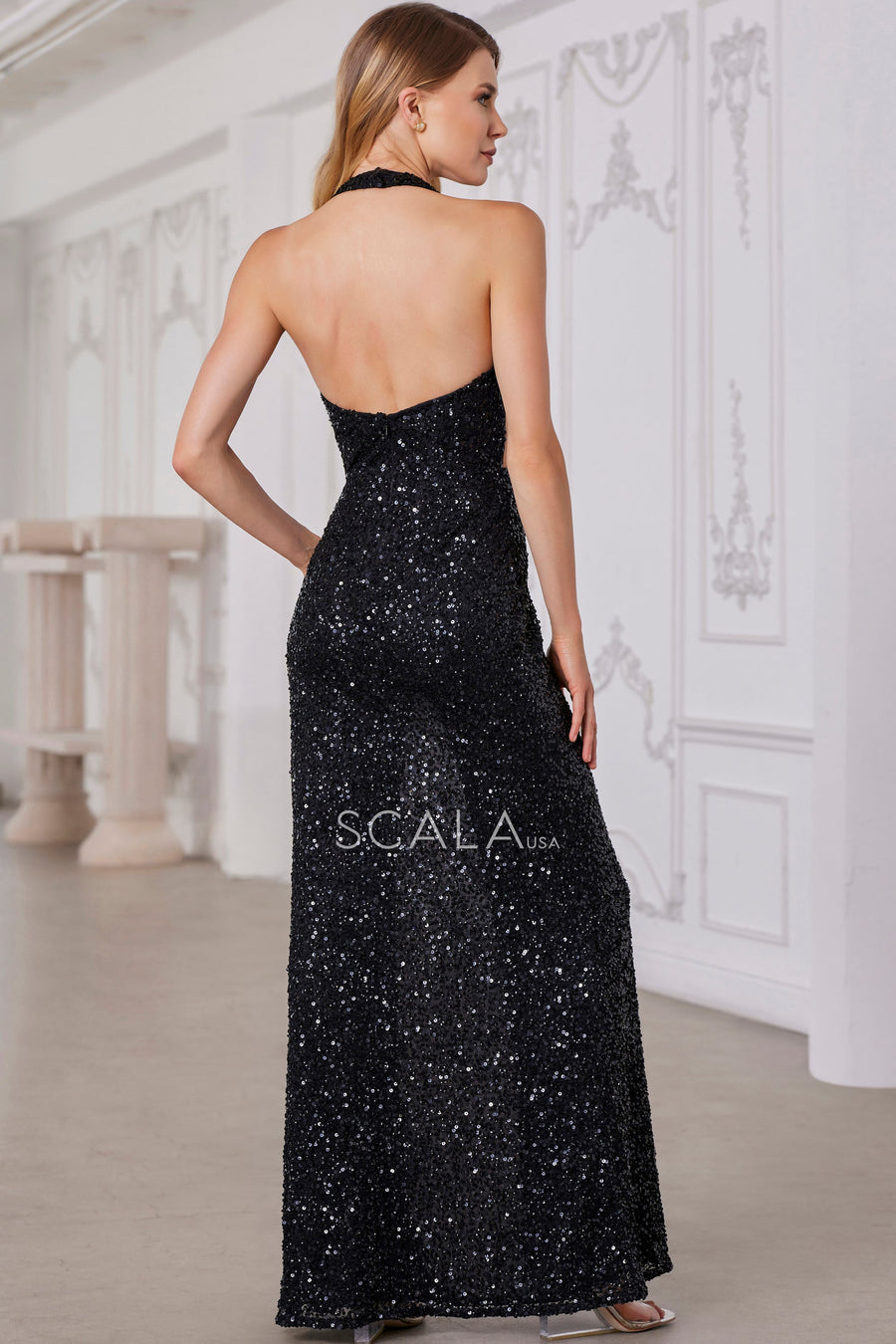 Prom Dresses Sequined Fitted Formal Long Prom Dress Black