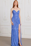 Prom Dresses Beaded Formal Long Fitted Sequin Prom Dress Periwinkle