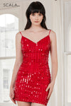 Cocktail Dresses Fitted Short Sequin Cocktail Dress Red