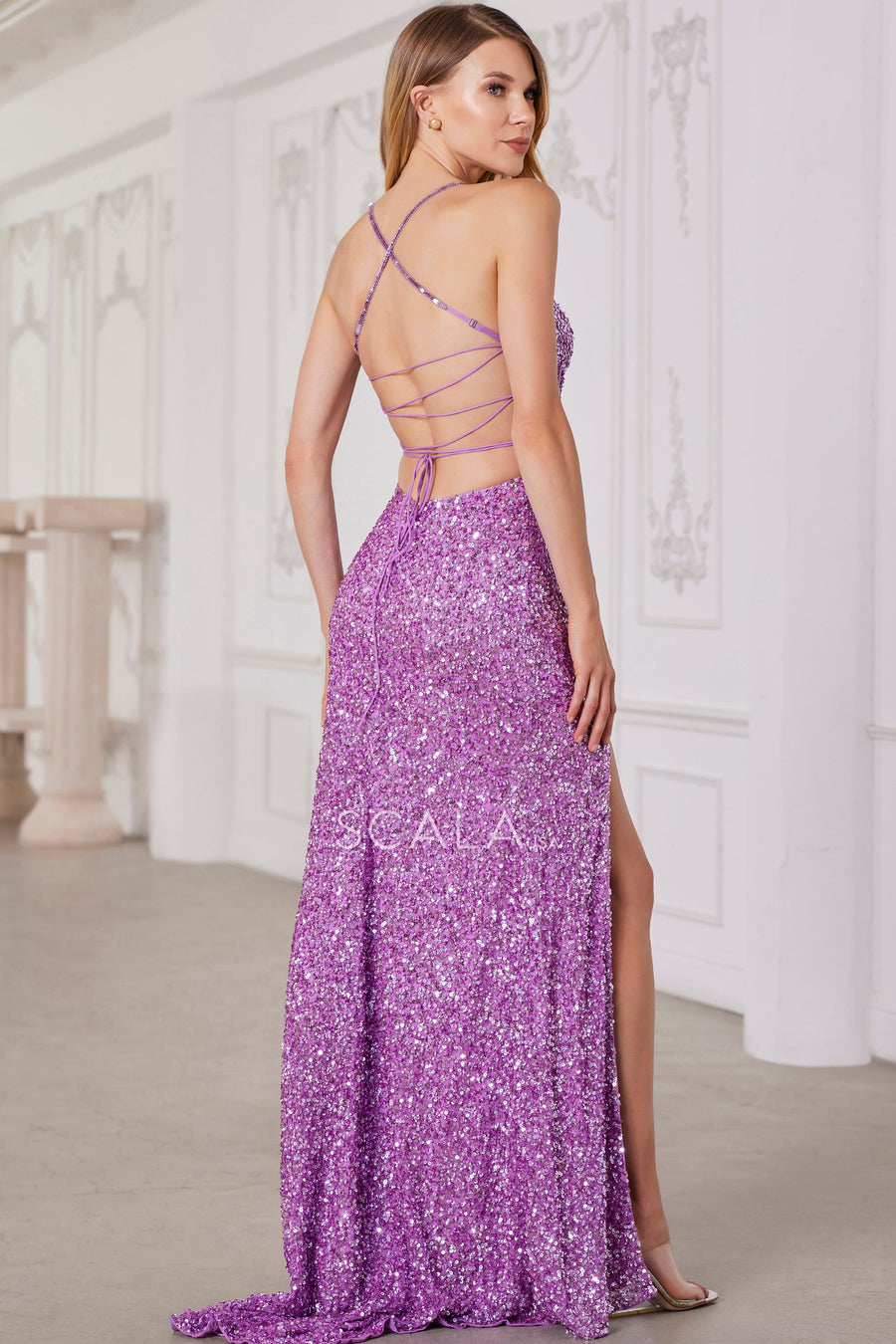 Prom Dresses Prom Long Fitted Corset Formal Slit Dress Lilac