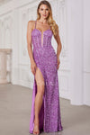 Prom Dresses Prom Long Fitted Corset Formal Slit Dress Lilac